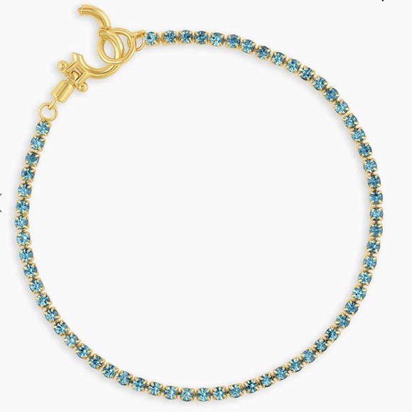 Gorjana 18k Gold Plated Brass Aqua Crystals Lexi Bracelet Womens Jewelry New - Picture 2 of 6
